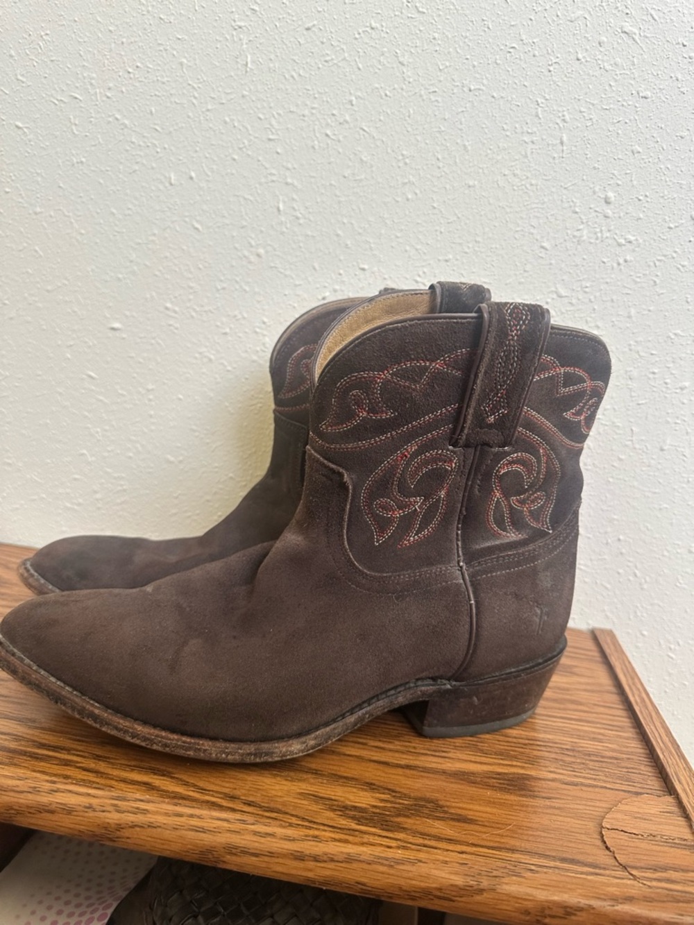 Vintage Frye Brown Suede Western Ankle Boots